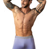 Man Waring Male Power So Comfy Gingham Boxer Brief (Purple) Front