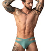 Man Wearing Male Power Eco Cozy Cutout Thong Green Front