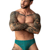 Man Wearing Male Power Ripple Moon Jock Teal Color Front
