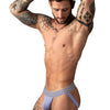 Man Wearing Male Power So Comfy Gingham Jock (Purple) Front