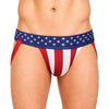 Men's American flag-patterned Jockstrap on a white background