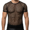 Human wearing Tartarus Fishnet T-Shirt, Men's See-Through Mesh Top front