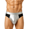 Man Wearing Tartarus Low Rise Coated Two-Tone Jockstrap, Men's Metallic Underwear Front