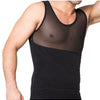 Man Wearing Black Tartarus Wrap It Body Shaper, Men's Compression Slimming Vest on a White Background