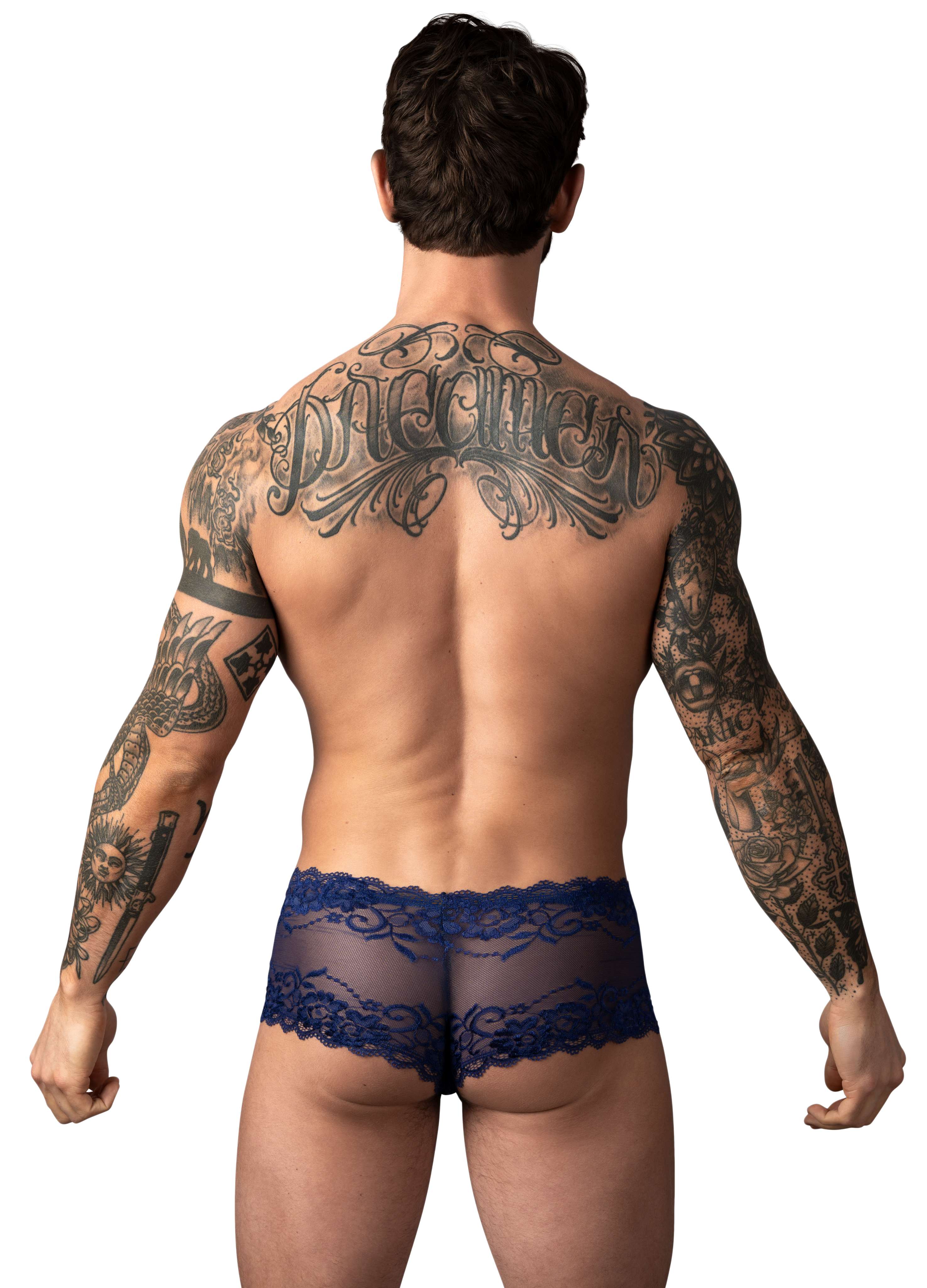 Male Power Sassy Lace Mini Short With Sheer Pouch