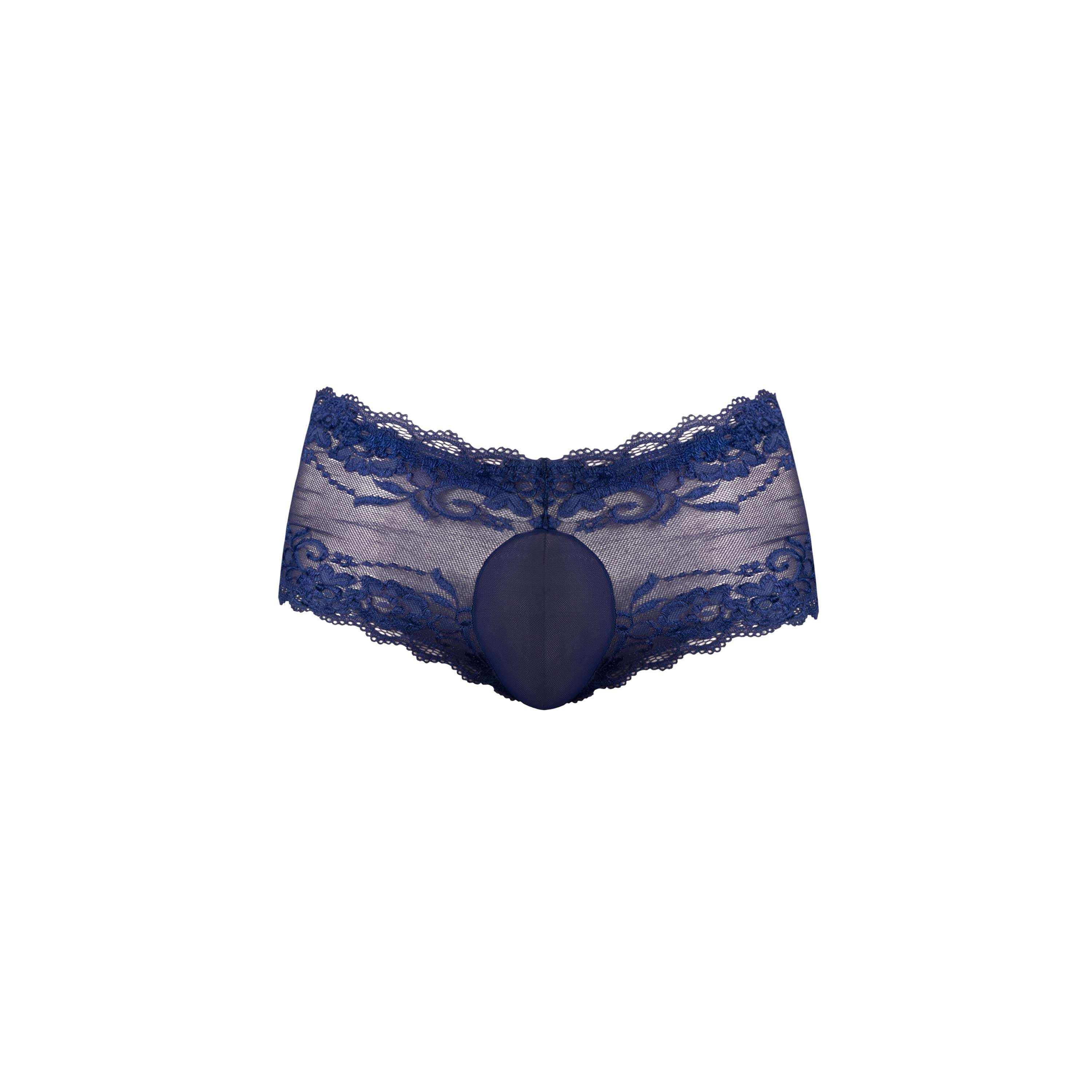 Male Power Sassy Lace Mini Short With Sheer Pouch