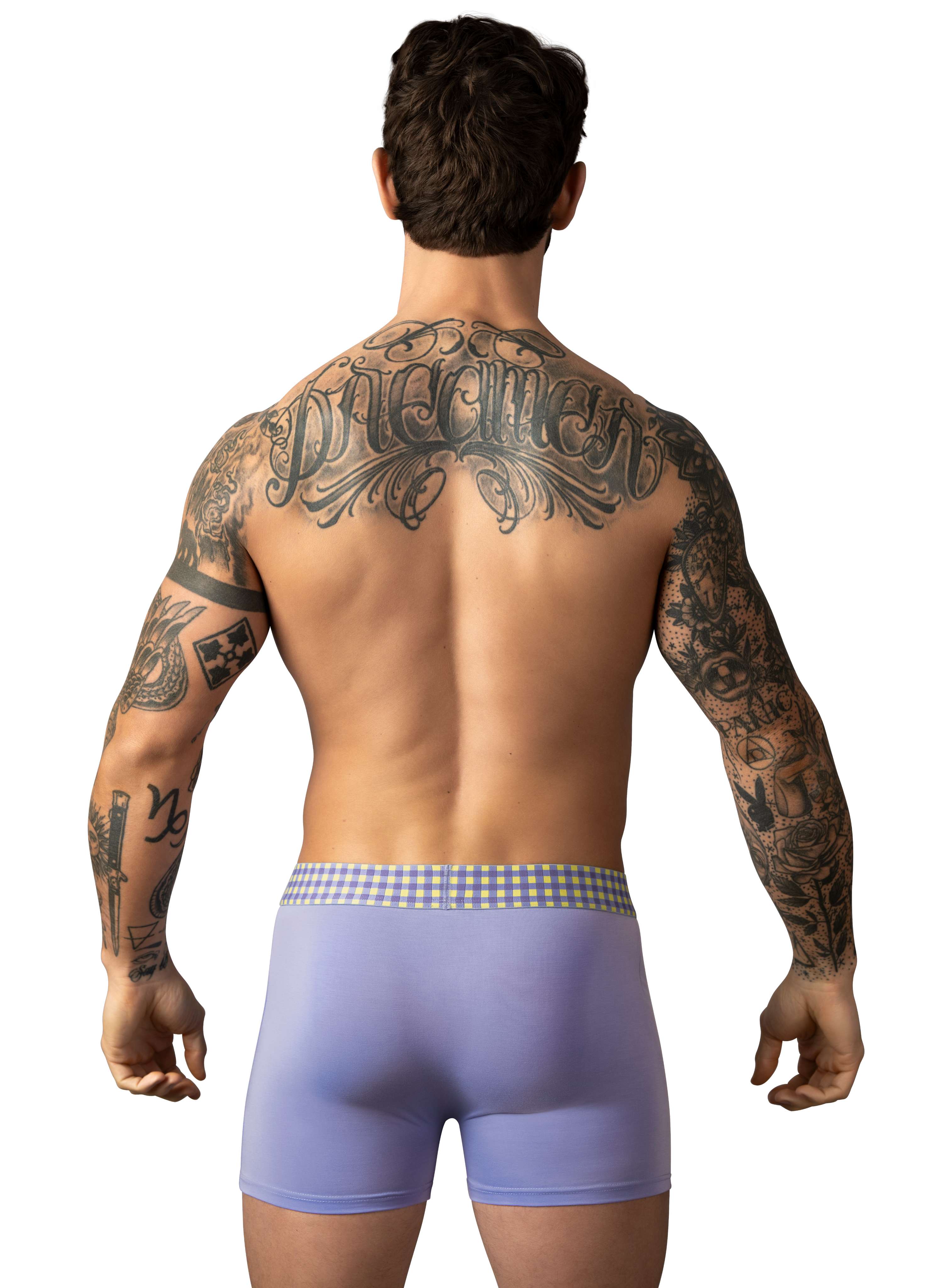 Male Power So Comfy Gingham Boxer Brief (Purple)
