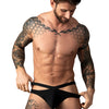 Man Wearing Male Power Eco Cozy Cutout Thong Black Front