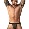 Man Wearing Black Male Power Mesh 2.0 Strappy Ring Jock Front 