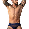Man Wearing Male Power Sassy Lace Bikini Navy Front