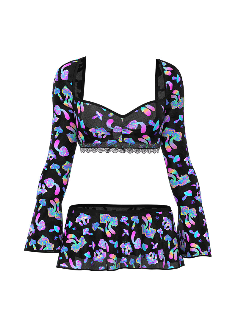 Crop Top, Skirt & G-String Set