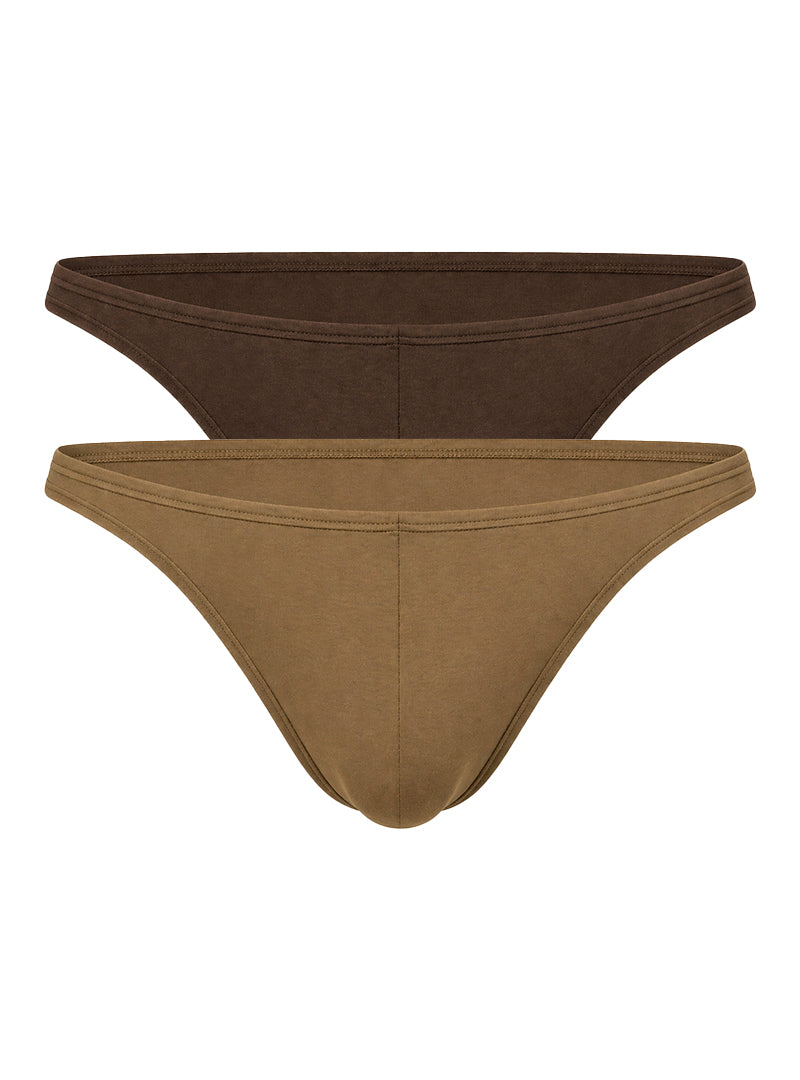 Fizx SleekLine Rayon Thong with Plus Pouch 2PC Pack (Khaki & Brown)