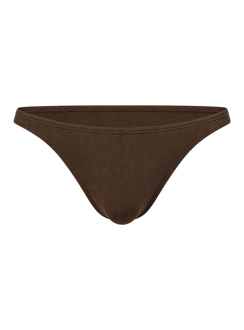 Coffee  Fizx SleekLine Rayon Thong With Plus Pouch on a white background
