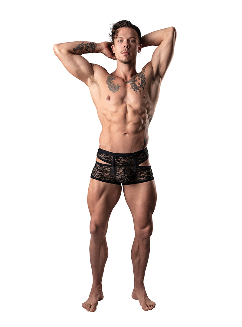 MALE POWER LUCIFER LACE CUTOUT SHORT