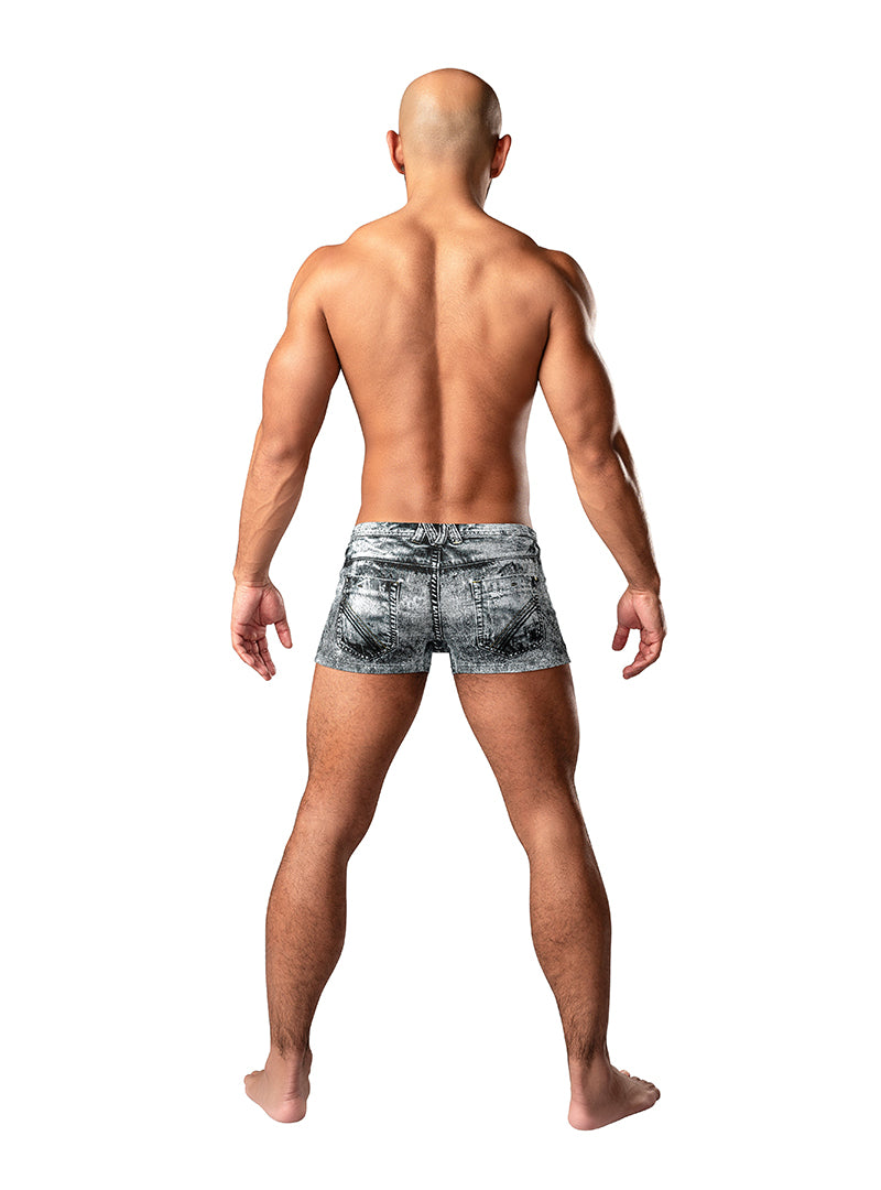 Male Power Dirty Denim Mini Short