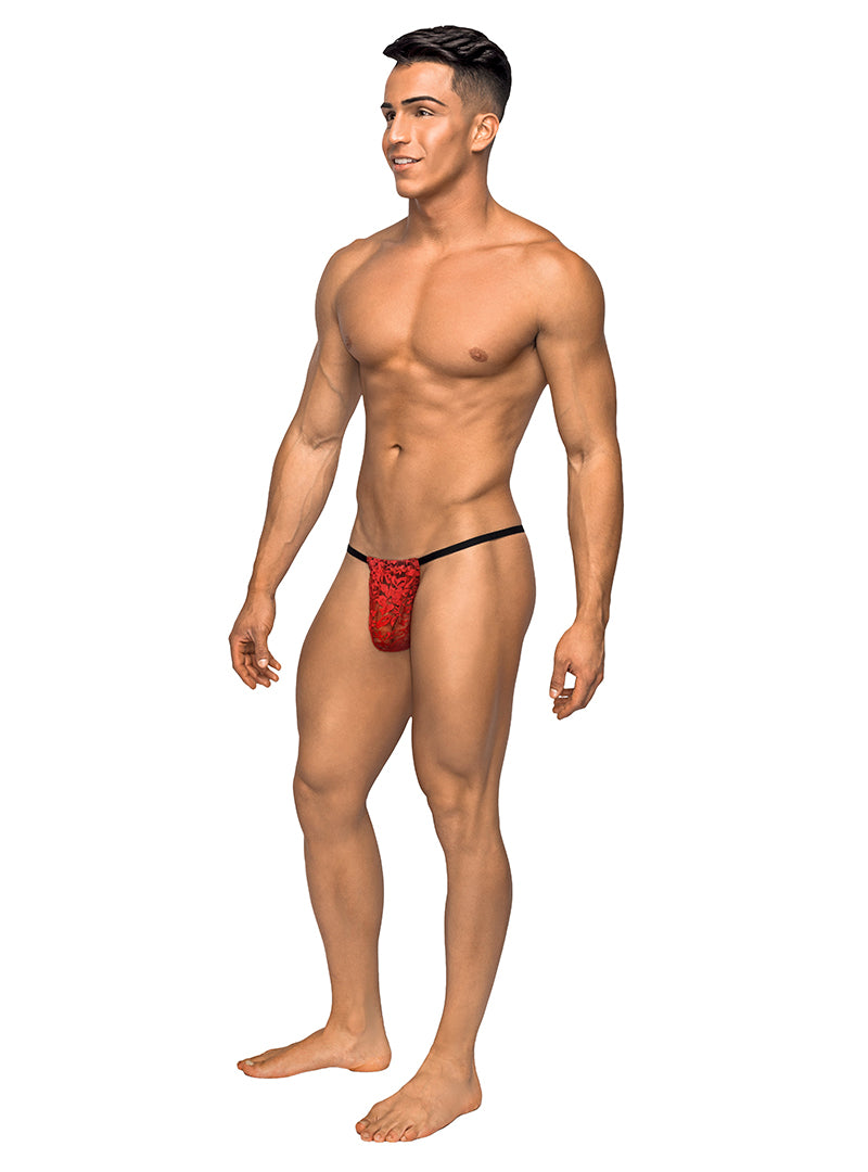 Male Power Stretch Lace Posing Strap G-String