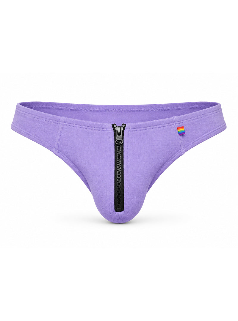 Purple Pride Zip It Thong Front