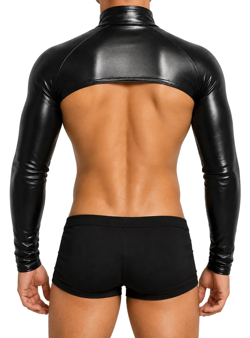 Black Tartarus Coated Faux Leather Sleeves Back