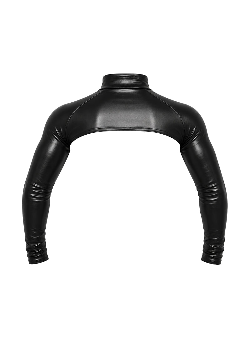 Black Tartarus Coated Faux Leather Sleeves Back