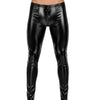Black Tartarus Coated Low Rise Legging With Zipper Front