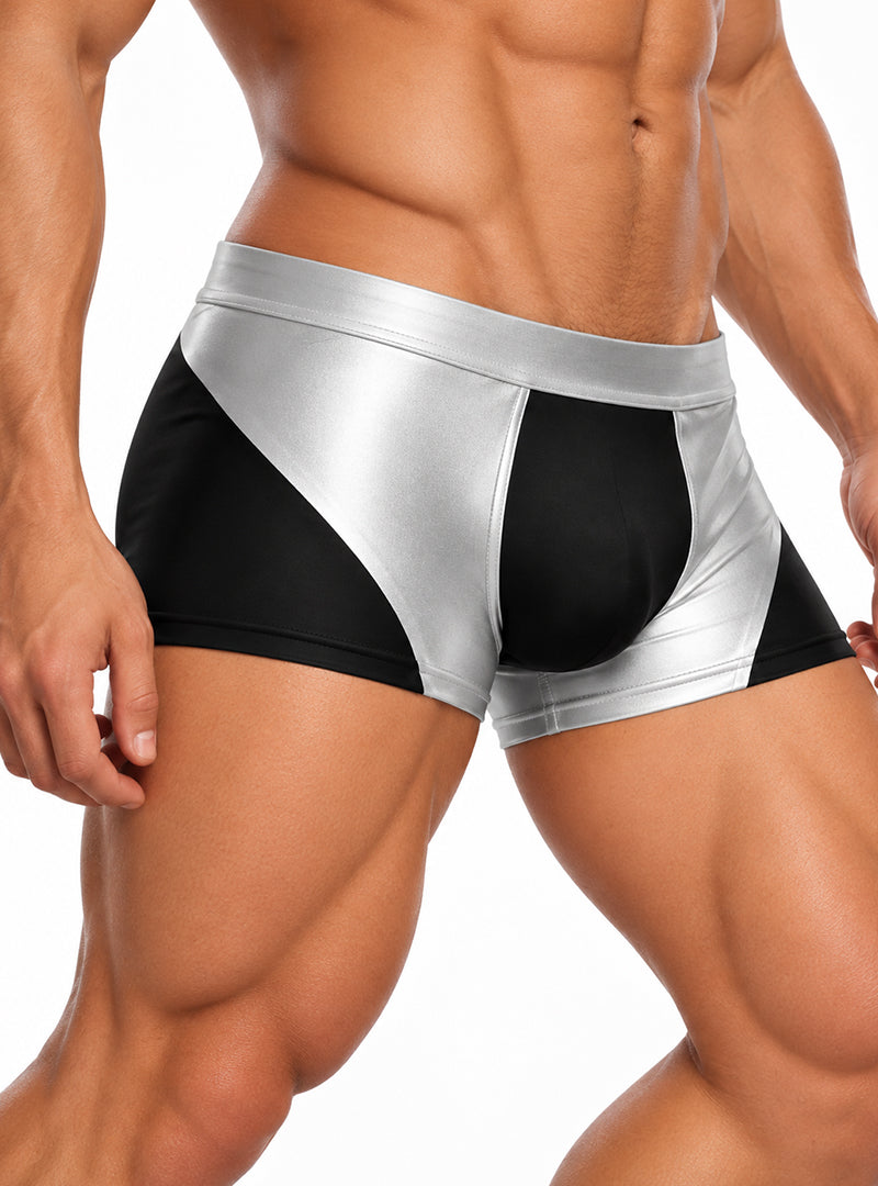 Tartarus Coated Two-Tone Trunk, Men's Black & Silver Coated Underwear