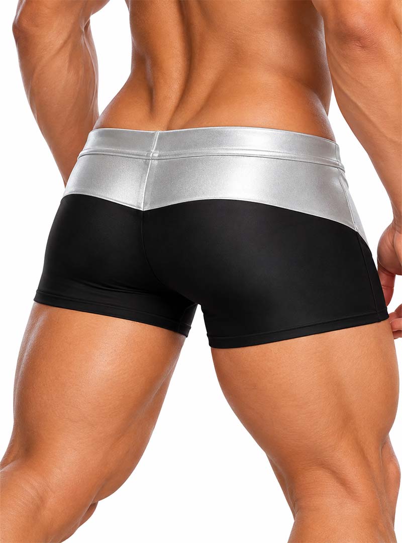Tartarus Coated Two-Tone Trunk, Men's Black & Silver Coated Underwear