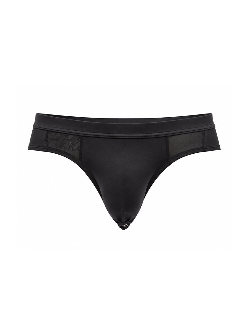 Black Tartarus Sheer Mesh Brief Front