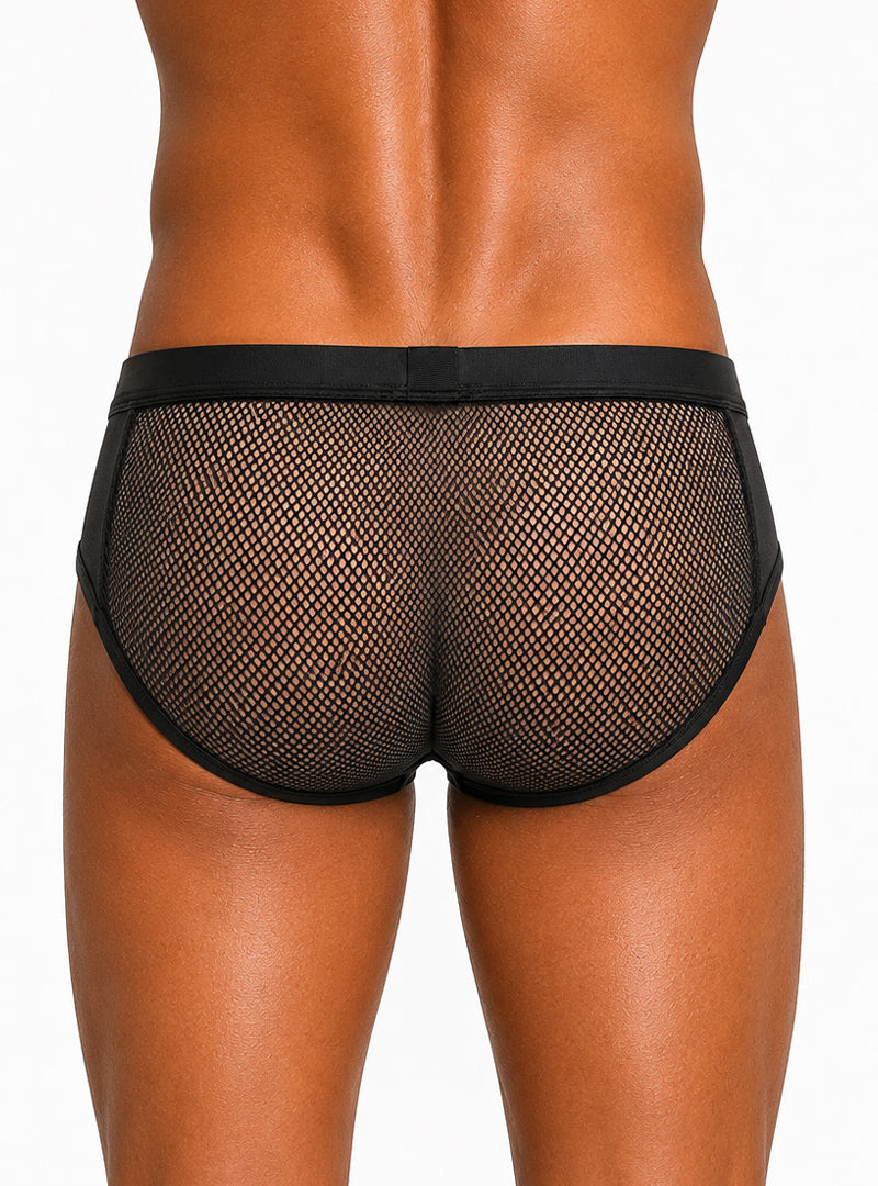Black Tartarus Sheer Mesh Brief Back