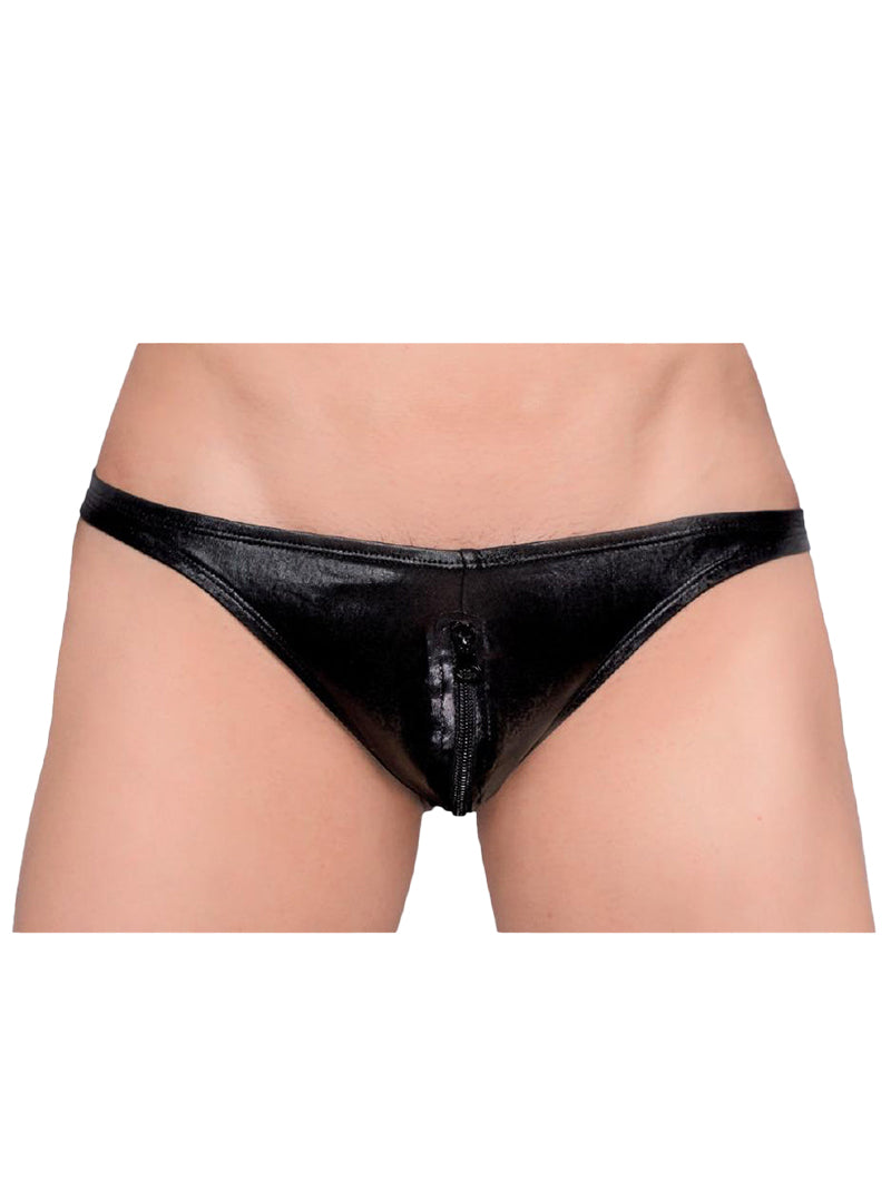 Tartarus Coated Low Rise Faux Leather Thong