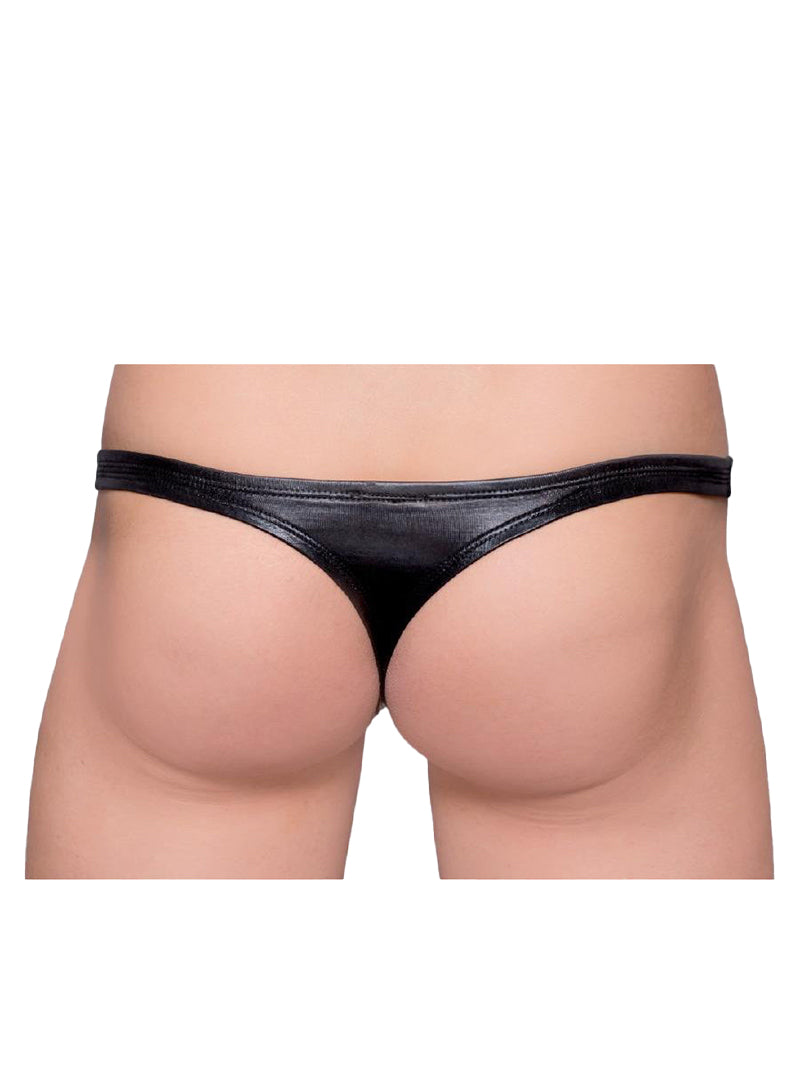 Tartarus Coated Low Rise Faux Leather Thong
