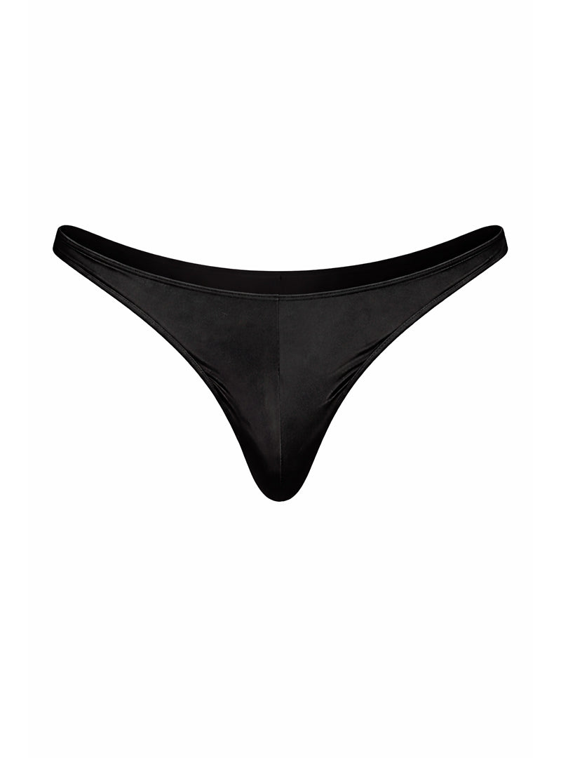 Black Fizx Rayon Thong, Men's Low Rise Underwear on a white background